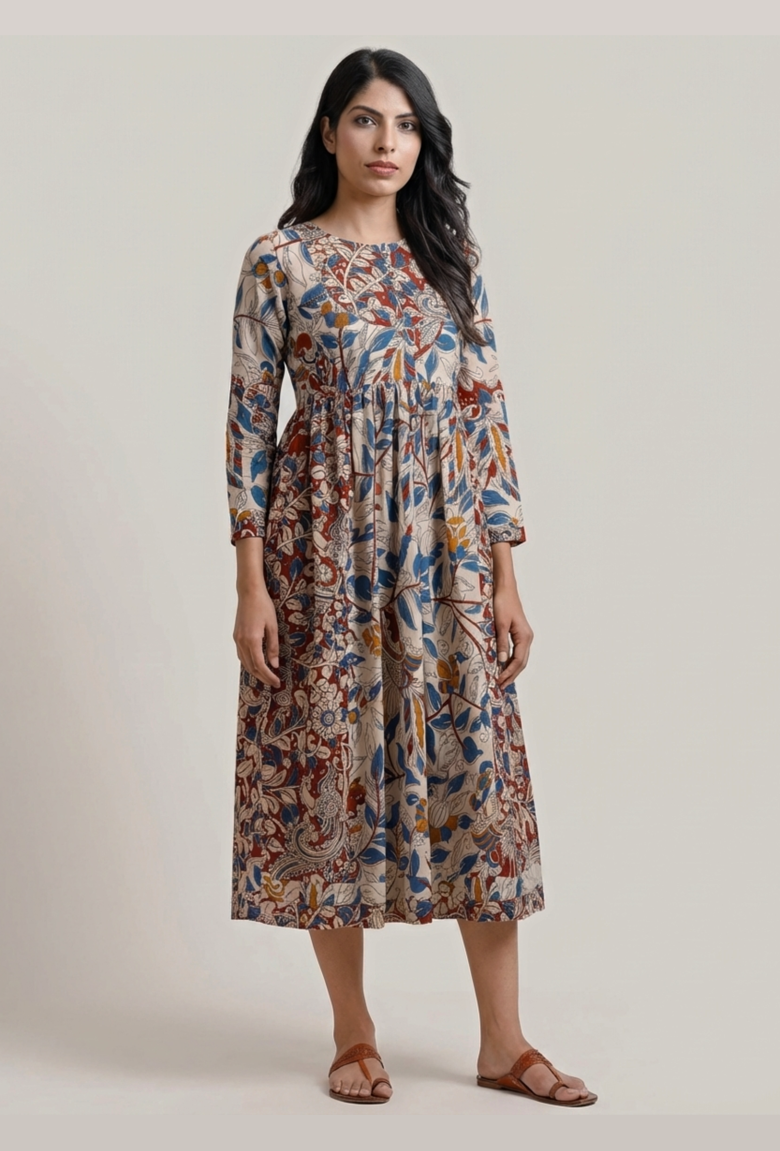 Dual Print Kalamkari Dress TJORI Dual Print Kalamkari Dress TJORI