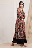Set of 2: Three print kalamkari Kurta and Black Pallazos
