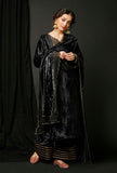 Black velvet phiran with velvet palazzo and velvet odhani with organza border set on a female model