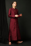 Set  of 2 : Wine Raw Silk Achkan and Wine Pants