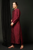 Set  of 2 : Wine Raw Silk Achkan and Wine Pants