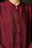 Set  of 2 : Wine Raw Silk Achkan and Wine Pants