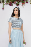 Blue Cotton Hand-Block Printed Blouse