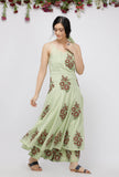 Light Green Hand-Block Printed Kota Kalidaar Kurta