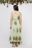 Light Green Hand-Block Printed Kota Kalidaar Kurta