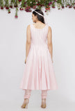 Set of 2 :Light Pink Cotton Anarkali Paired with Cotton Chooridar