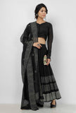 Black and White Buti Hand Block Printed Kota Dupatta