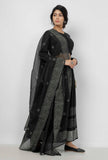 Black and White Buti Hand Block Printed Kota Dupatta