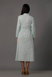 Blue A-Line Pure Woven Cotton Shirt Dress with Complimentary Matching Mask