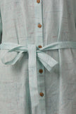 Blue A-Line Pure Woven Cotton Shirt Dress with Complimentary Matching Mask