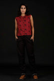 Cherry Red Cotton Top with Black Pallazo Pants