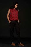 Cherry Red Cotton Top with Black Pallazo Pants