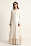 Off White Cotton Full Sleeves Long Kurta