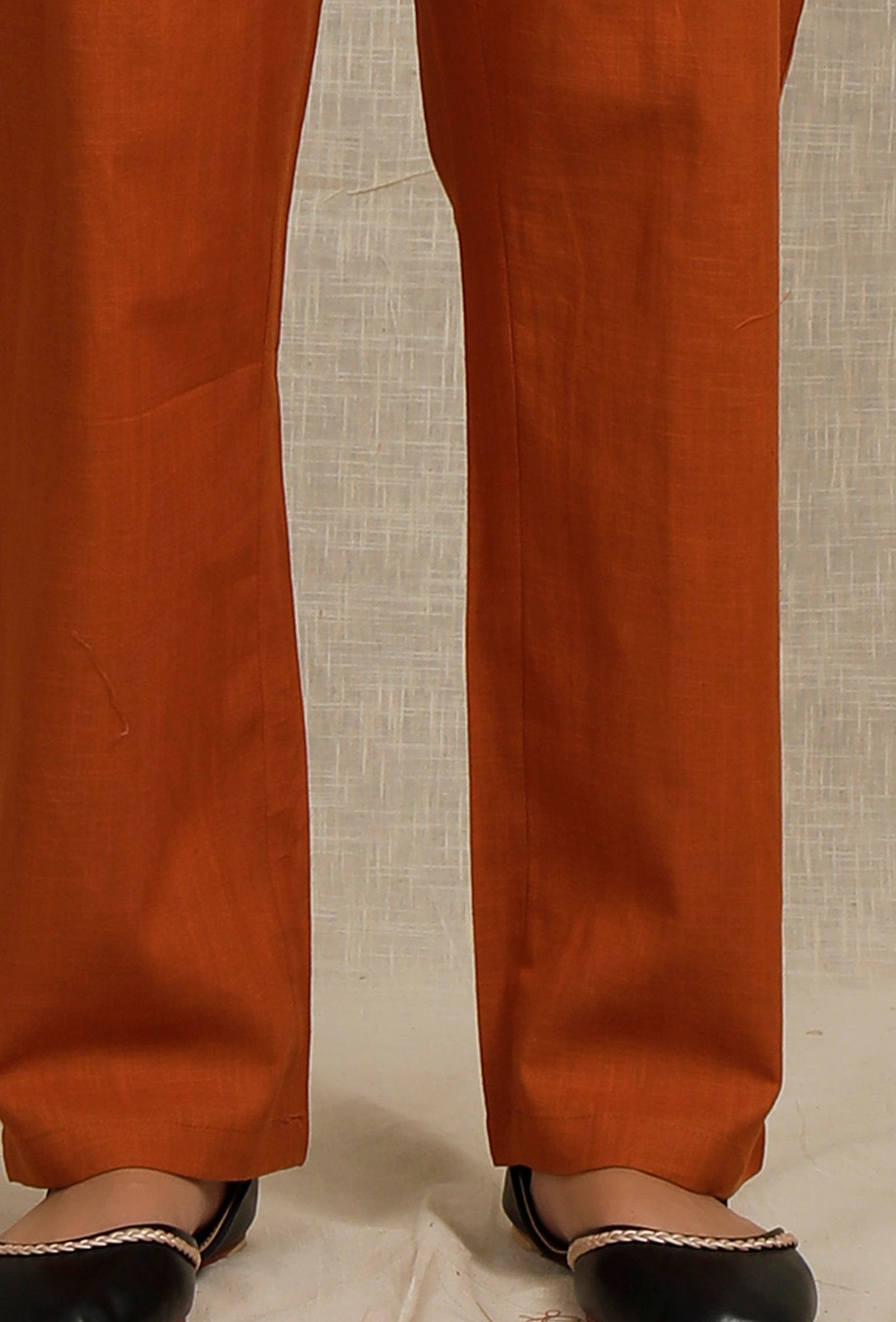 Solid Orange Rust Narrow Fit Pants