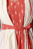 Off White Sleeveless Shrug With Orange Ikkat Detailing And Orange Ikkat Belt