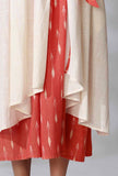 Off White Sleeveless Shrug With Orange Ikkat Detailing And Orange Ikkat Belt