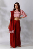 Maroon Saree With Ikkat Tassels