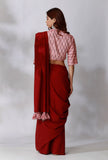 Maroon Saree With Ikkat Tassels