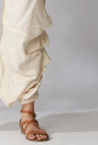 Set Of 2- Beige Kaftan Ikkat Kurta with Off White Dhoti Pants