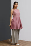 Onion Pink Hand-Block Printed Short Kurti