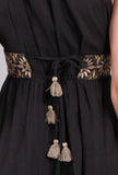 Black Halter Midi Dress with Kantha Embroidery