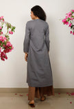 Grey Solid embroidered Gathered flared Kurta