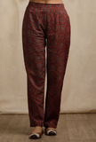 Set of 2: Red Ajrakh Print Flaredand Gathered Kurta with Pockets and red Ajrakh Print Straight Pants