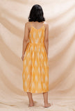 Yellow Slip Flared Cotton Ikkat Dress