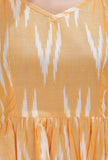 Yellow Slip Flared Cotton Ikkat Dress