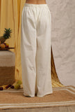 Thread Work Off White Cotton Schiffli Net Dupatta