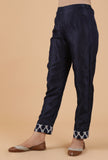 Vedha Indigo Solid Blue Organza Straight Fit Narrow Pants