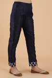 Vedha Indigo Solid Blue Organza Straight Fit Narrow Pants