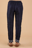 Vedha Indigo Solid Blue Organza Straight Fit Narrow Pants
