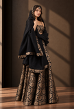 Set of 3 Black & Antique Gold Brocade Lehenga Choli with Dupatta