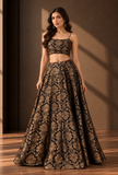 Set of 2 Black & Antique Gold Brocade Lehenga Choli Set – view 2