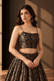 Set of 2 Black & Antique Gold Brocade Lehenga Choli Set – view 3
