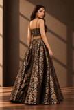 Set of 2 Black & Antique Gold Brocade Lehenga Choli Set – view 5