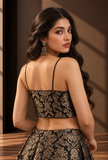 Black & Antique Gold Brocade Strappy Blouse – view 2