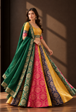 Set of 3 Multicolor Brocade Lehenga Choli with Dupatta