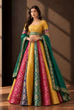Set of 3 Multicolor Brocade Lehenga Choli with Dupatta – view 2
