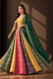 Emerald Green Dupatta with Antique Gold Brocade Border – view 2