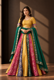 Emerald Green Dupatta with Antique Gold Brocade Border