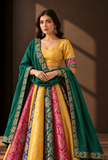 Emerald Green Dupatta with Antique Gold Brocade Border – view 4