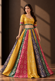 Multicolor Gold Floral Brocade Flared Lehenga Skirt – view 4
