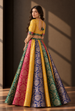 Multicolor Gold Floral Brocade Flared Lehenga Skirt – view 5