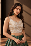 Ivory & Antique Gold Brocade Sleeveless Crop Top