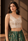 Ivory & Antique Gold Brocade Sleeveless Crop Top – view 2