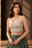 Ivory & Antique Gold Brocade Sleeveless Crop Top – view 3