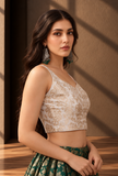 Ivory & Antique Gold Brocade Sleeveless Crop Top – view 4