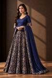 Set of 3 Royal Blue & Antique Gold Brocade Lehenga Choli with Dupatta